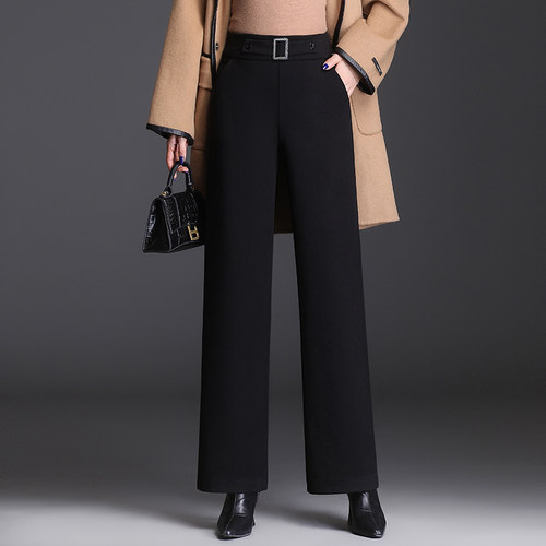 毛呢直筒裤加厚修身显瘦2025新款