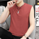 t恤运动ins潮健身坎肩纯色套头宽肩男生外穿 无袖 背心男士 纯棉夏季