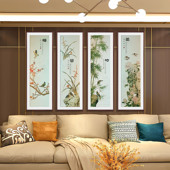 四君子梅兰竹菊铜雕画师傅手工雕刻热印办公装 饰挂画书房画