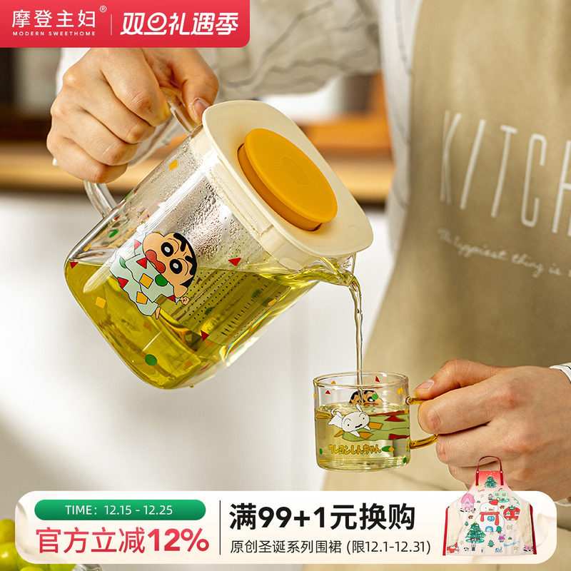 【摩登主妇&蜡笔小新】玻璃冷水壶泡茶壶杯子套装家用水杯凉水壶