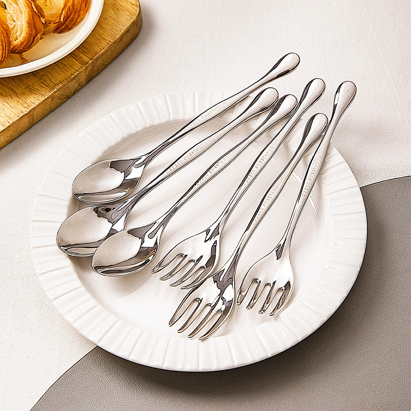 摩登主妇304不锈钢西餐勺长柄叉子勺子餐具家用高档精致汤匙调羹,餐饮具,西餐餐叉,淘宝优惠券,粉丝福利购,淘宝优惠卷