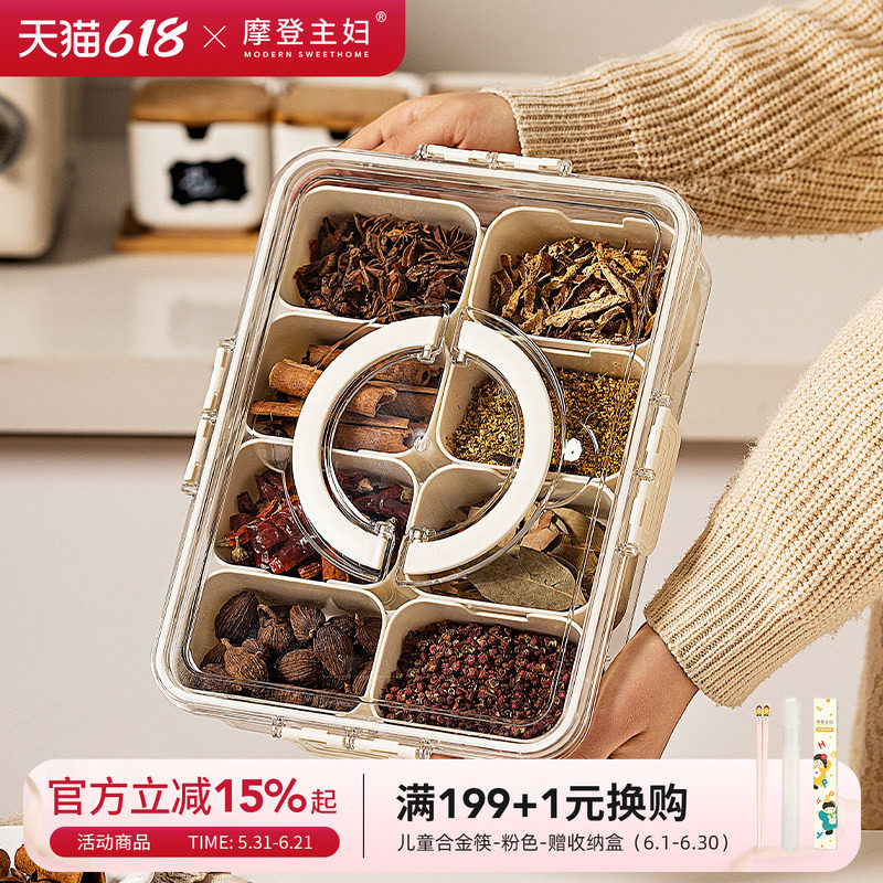 摩登主妇香料收纳盒家用佐料大料花椒辣椒调味盒厨房调料罐调料盒