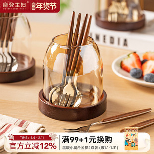 摩登主妇304不锈钢水果叉子水果签收纳罐轻奢高级感小勺子甜品叉