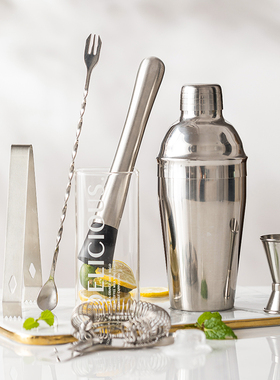 摩登主妇不锈钢雪克杯手摇鸡尾酒调酒器套装捣汁棒暴打柠檬茶工具