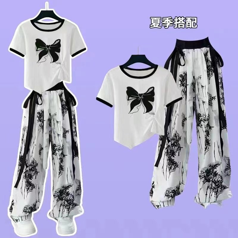 超好看女童t恤短袖套装2026夏季新款中大童独特国风水墨冰丝裤子,童装/婴儿装/亲子装,T恤,淘宝优惠券,粉丝福利购,淘宝优惠卷