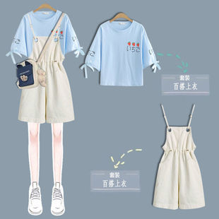 女童夏季背带短裤套装2026夏季网红裤子中大童装夏日穿搭阔腿裤子