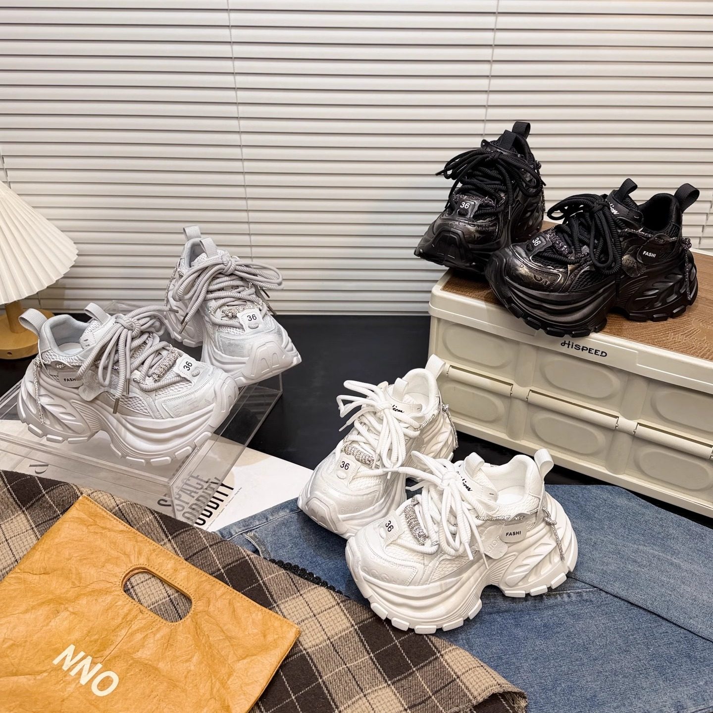 日本offcat8cm真皮厚底增高老爹鞋女2026款小个子显瘦休闲运动鞋