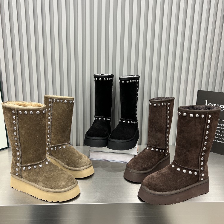 日本offcat复古铆钉马丁靴女2025新款真皮厚底松糕加绒保暖棉鞋雪