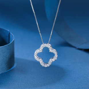 Pt．Charm正品 pt950铂金吊坠白金颈饰简约四叶草送女友白金项链