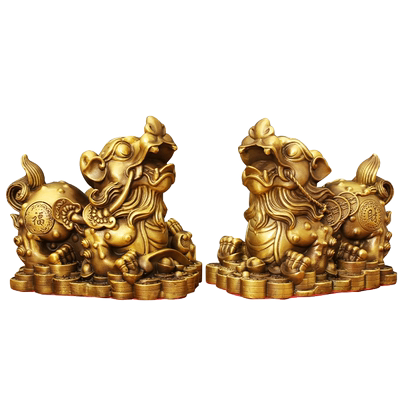 铜貔貅摆件一对纯铜装饰