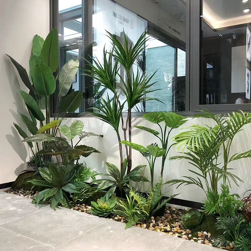 Моделирование зеленого растения в горшках псевдо -псевдо деревьев ландшафтное ландшафтное ландшафт