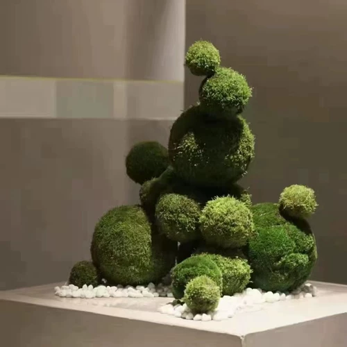 Симуляция мх трескает фальшивые цветочные шарики, украшенные большими зелеными шариками из мха, фальшивые шарики травяные шарики сажают мх мх мяч в милан