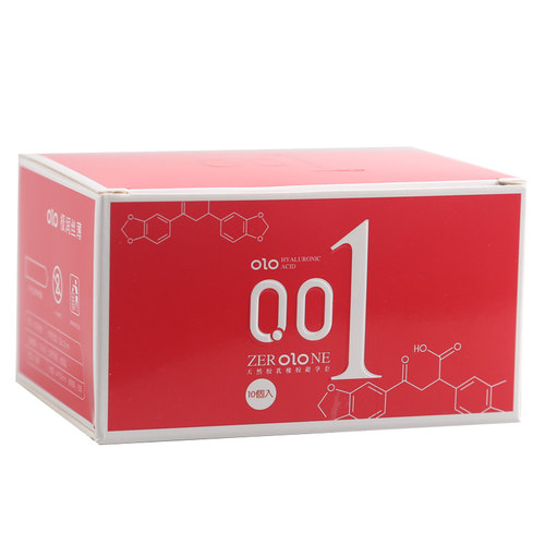 OLO 超薄安全套001玻尿酸避孕套 air0.01mm 10只/盒 红色持久款