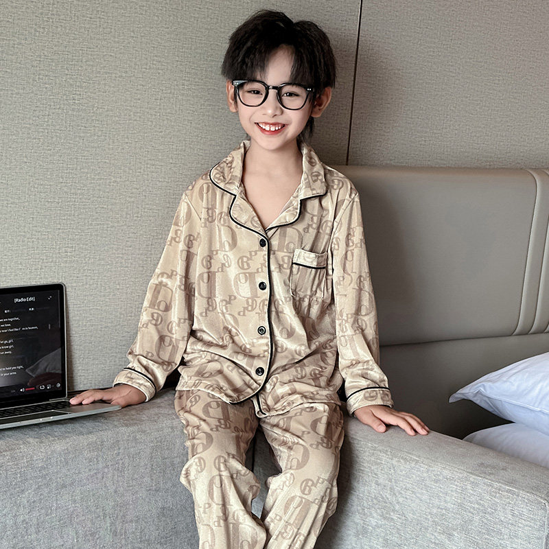 男童金丝绒家居服秋季睡衣男孩中家居服套装