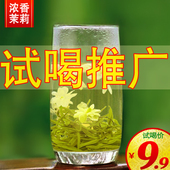 早春新茶浓香型茉莉花茶特级绿茶叶飘雪横县花茶罐装 试喝推广