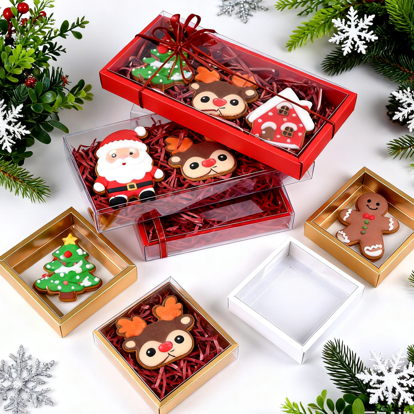 2026圣诞节糖霜饼干包装盒姜饼人圣诞屋巧克力糖果透明伴手礼盒子