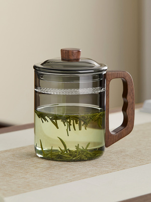 800ML大容量月牙杯耐热玻璃杯泡茶杯家用绿茶过滤杯高档办公水杯