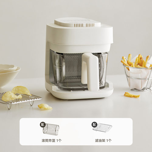 新款olayks立时空气OLK-OY06家用免翻烹饪机可视玻璃内胆电炸锅2L