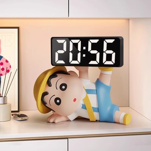 蜡笔小新客厅桌面时钟摆件钟表摆台式周边系列礼物座钟创意电子钟