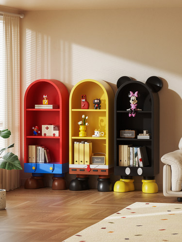 多巴胺角柜客厅卡通落地展示柜收纳置物架沙发边柜儿童书架立柜