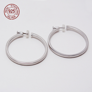 精工 925銀螺旋無痛耳夾女無耳洞耳環(huán)百搭大圈圈通勤簡約高級感