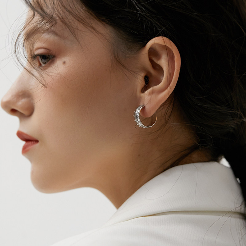 925银材质 一体式螺旋无痛耳夹