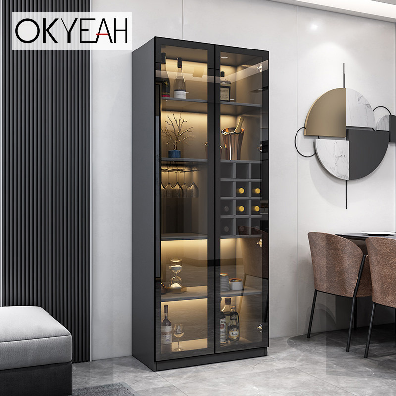 玻璃酒柜现代靠墙电视边柜餐厅酒柜北欧简约落地式玻璃柜可定制,住宅家具,酒柜,淘宝优惠券,粉丝福利购,淘宝优惠卷
