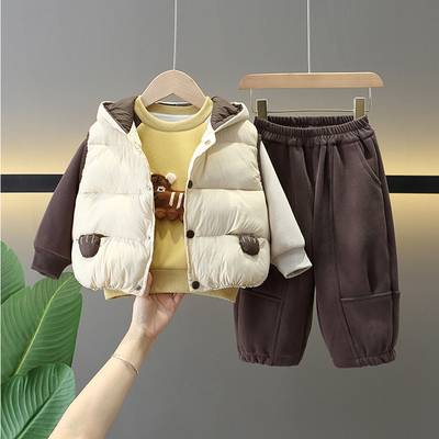 男童冬季马甲卫衣套装2025新款