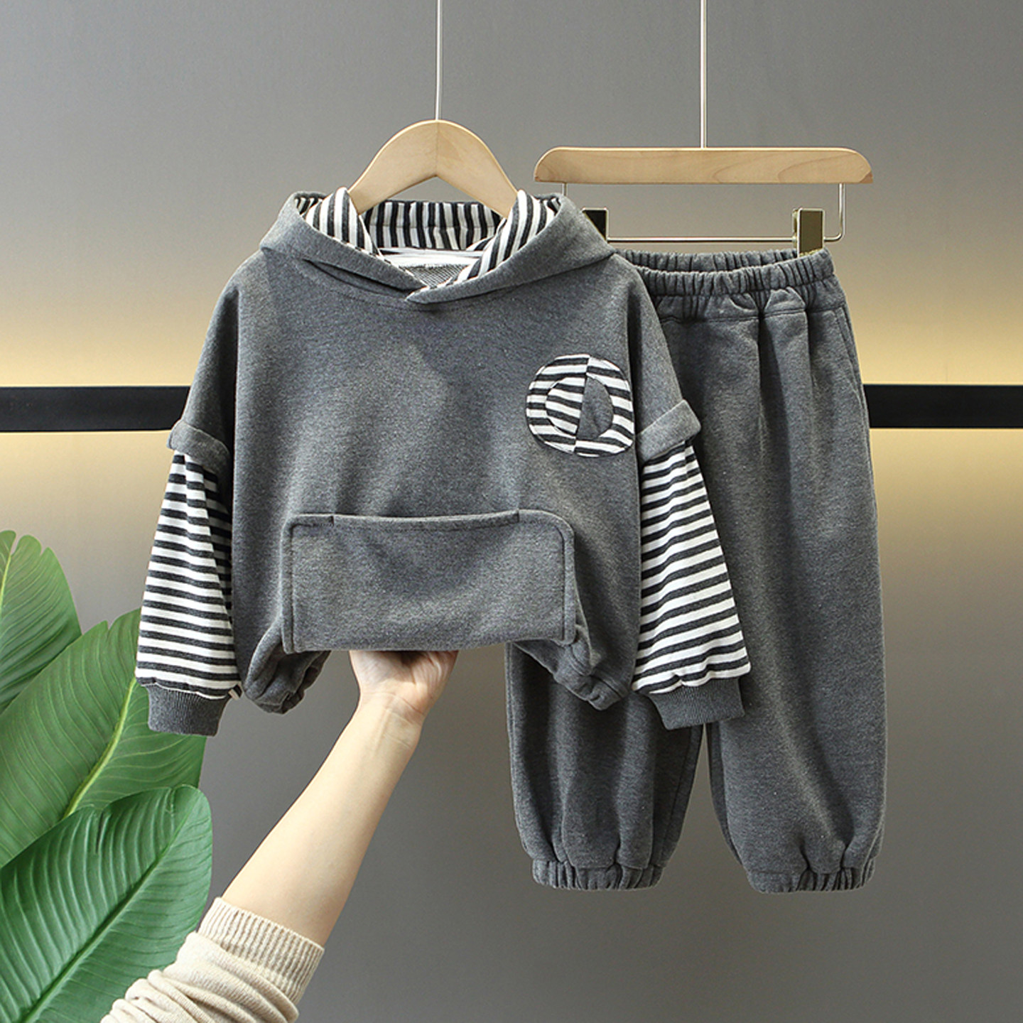 男童卫衣套装春秋季2026新款儿童衣服宝宝条纹连帽外套裤子两件套,童装/婴儿装/亲子装,套装,淘宝优惠券,粉丝福利购,淘宝优惠卷