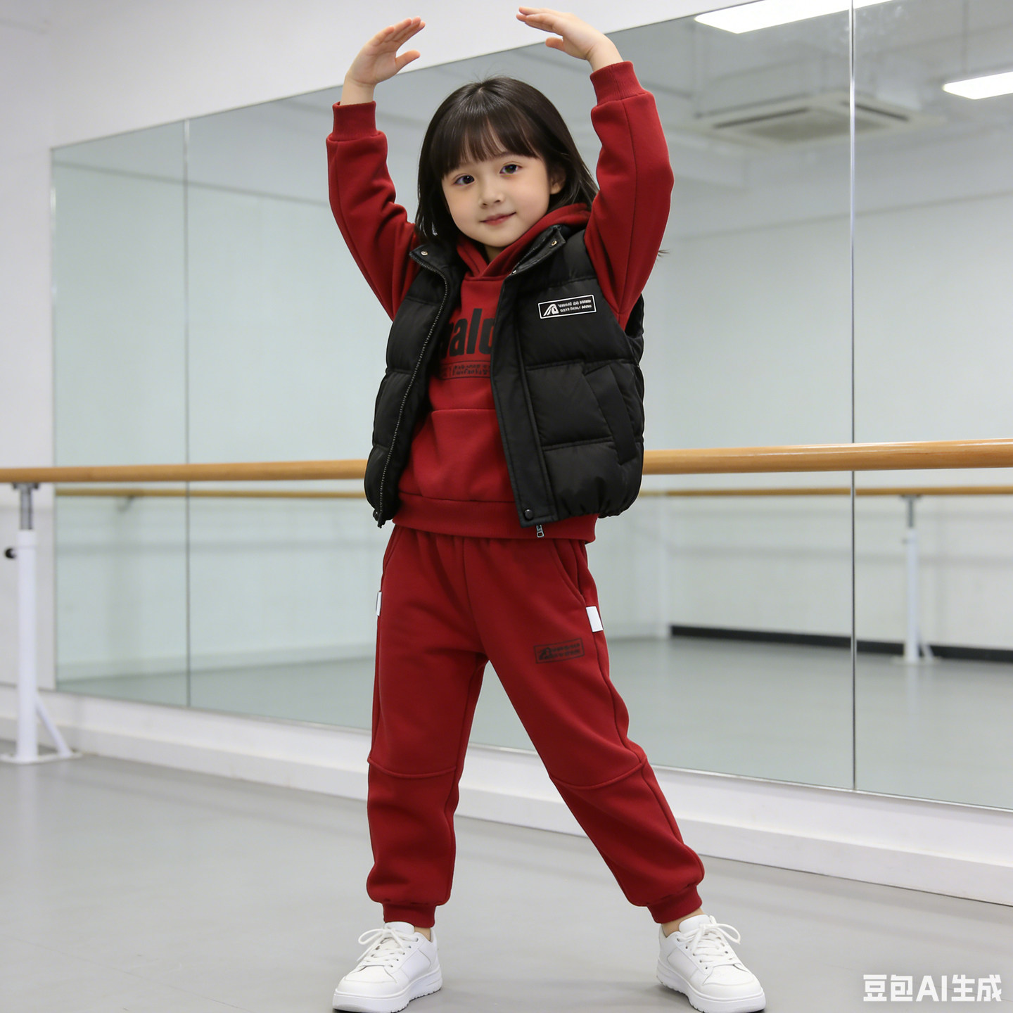 女童冬装套装加绒加厚保暖儿童连帽拜年服宝宝卫衣马甲三件套衣服