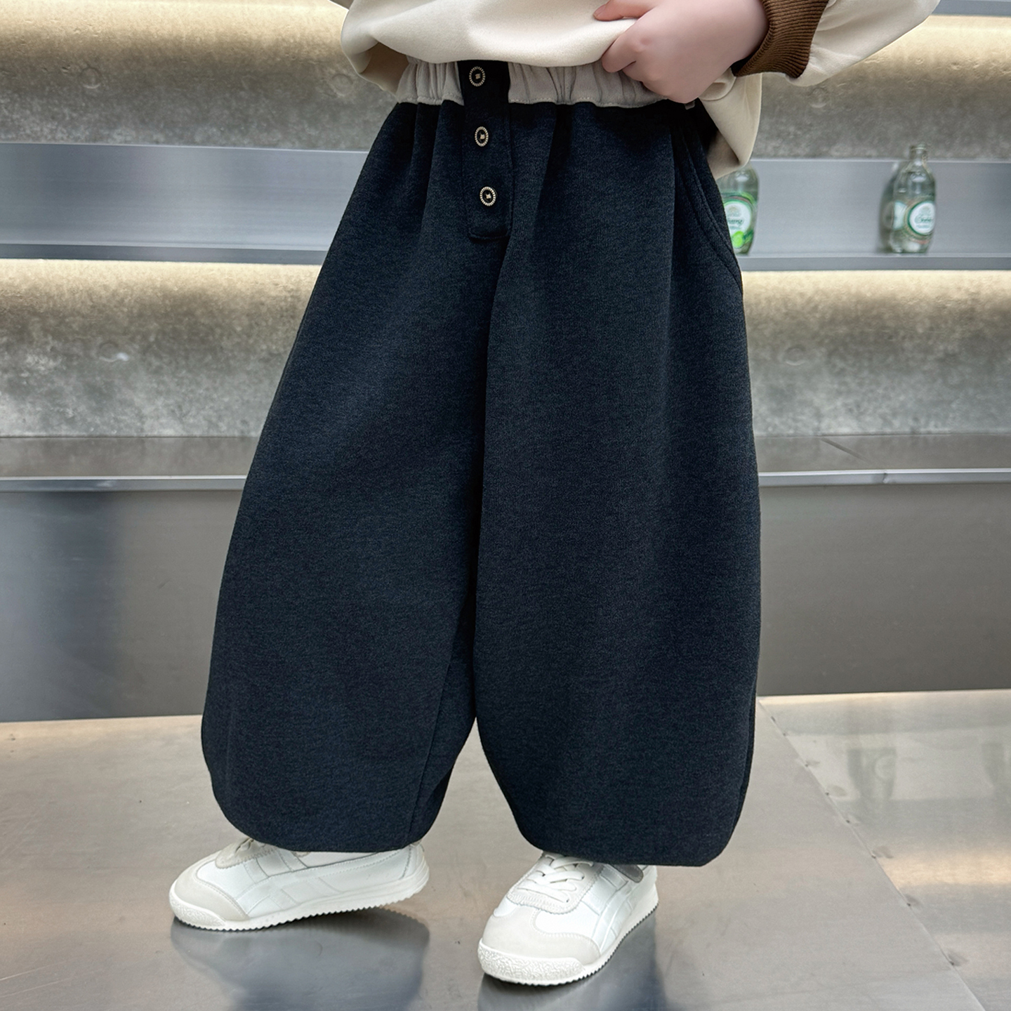 男童加绒卫裤秋冬装束脚运动裤