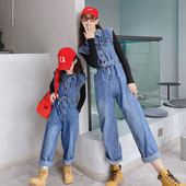 亲子装 母女套装 女童春秋2026新款 夏季 连体衣背带牛仔裤 牛仔连体裤