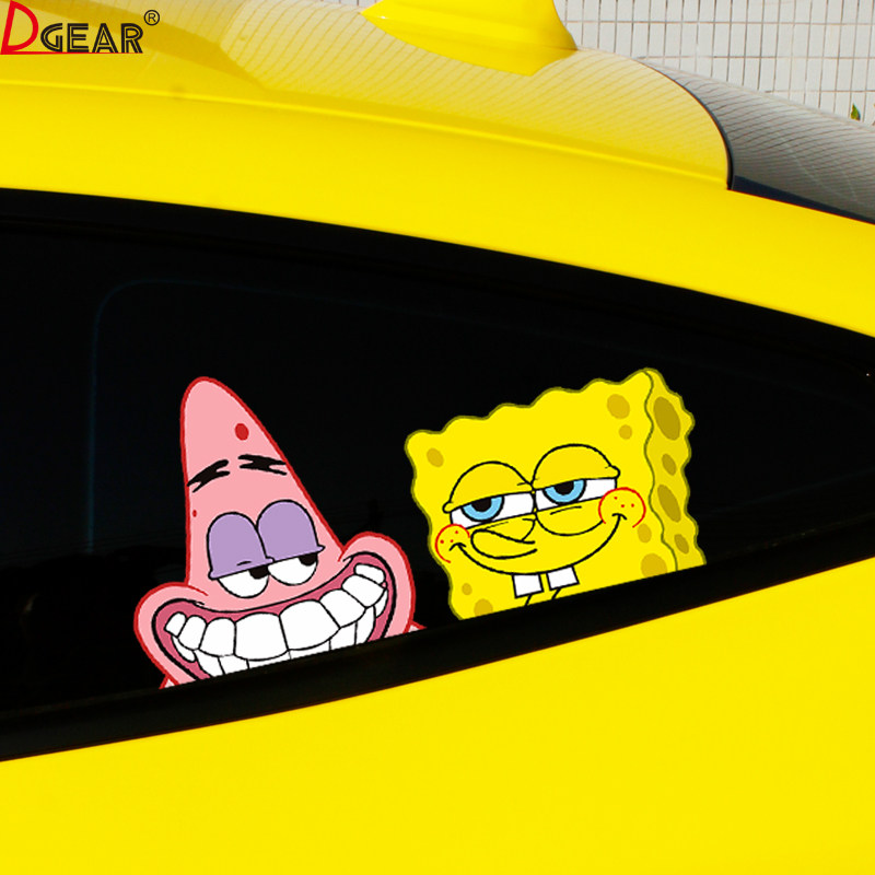 海绵宝宝派大星搞笑趣味车贴个性创意卡通身汽车电动划痕装饰贴纸