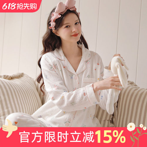 月子服纯棉纱布夏季孕妇哺乳衣