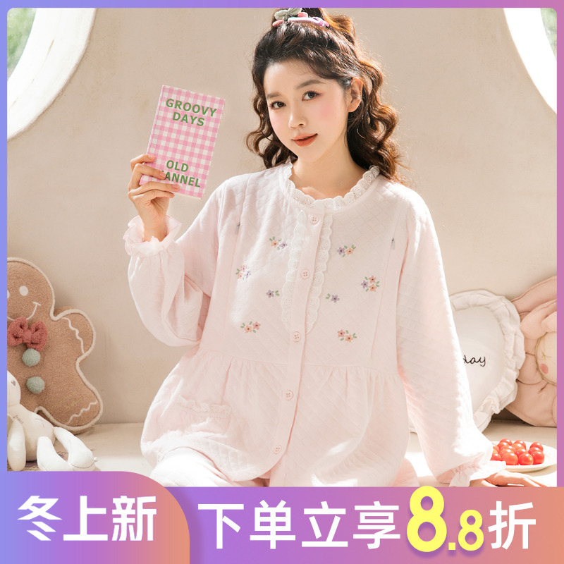 月子服空气棉秋冬孕妇哺乳衣