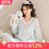 家时光夏季 产后纯棉纱布吸汗孕妇哺乳衣睡衣产妇家居服 月子服薄款