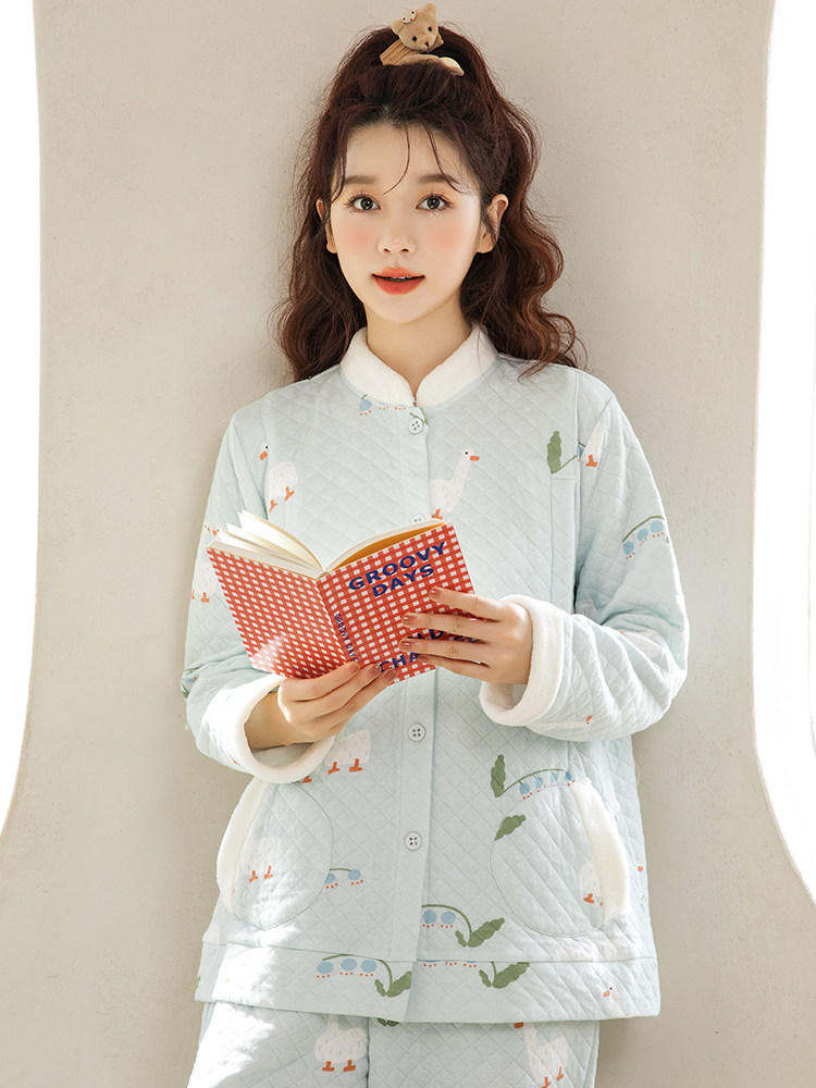 가정 시간 산후 의류 가을 겨울 산후 순수 코튼 겨울 에어 코튼 출산 간호 잠옷 따뜻한 패딩 홈 의류