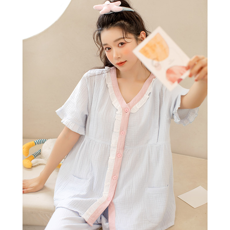 家时光月子服夏季薄款产后纯棉纱布吸汗短袖孕妇哺乳衣睡衣家居服,孕妇装/孕产妇用品/营养,家居服套装,淘宝优惠券,粉丝福利购,淘宝优惠卷