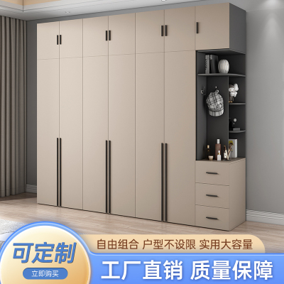 轻奢意式极简衣柜带边柜家用卧室柜现代简约六门大衣橱储物收纳柜