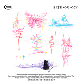 想自由 蝴蝶猫咪组合可爱迷你彩色彩绘纹身贴遮盖遮瑕高级感防水