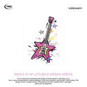 想自由 原创红色星星吉他彩色音乐节潮酷遮盖防水纹身贴买一送一