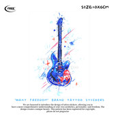 想自由 蓝色吉他彩色彩绘遮盖遮瑕贴高级感防水纹身贴纸音乐节潮