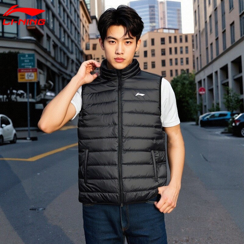 李宁羽绒马甲男鸭绒保暖宽松休闲