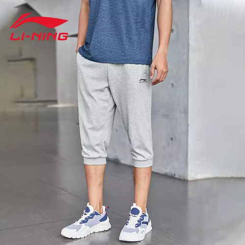 李宁男子七分裤薄款透气