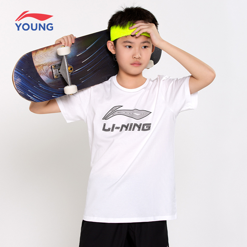 李宁童装短袖男中大童夏季男童t
