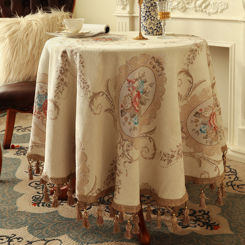 欧式高端小圆桌布2025新款轻奢高级感圆形茶几布艺高档奢华餐桌布