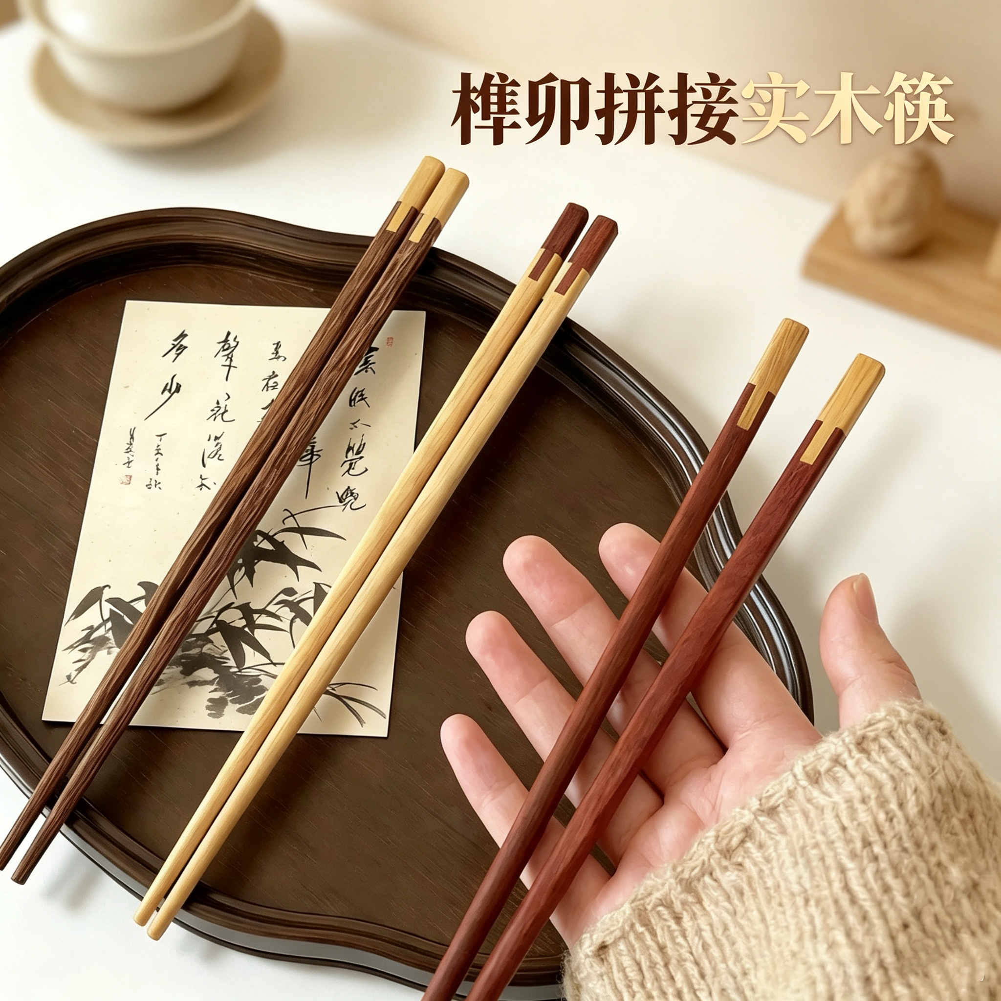 鸡翅木红檀国风无漆防滑筷子