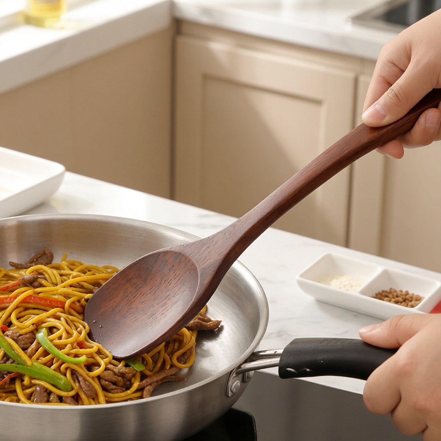 不粘锅专用实木长柄防烫锅铲