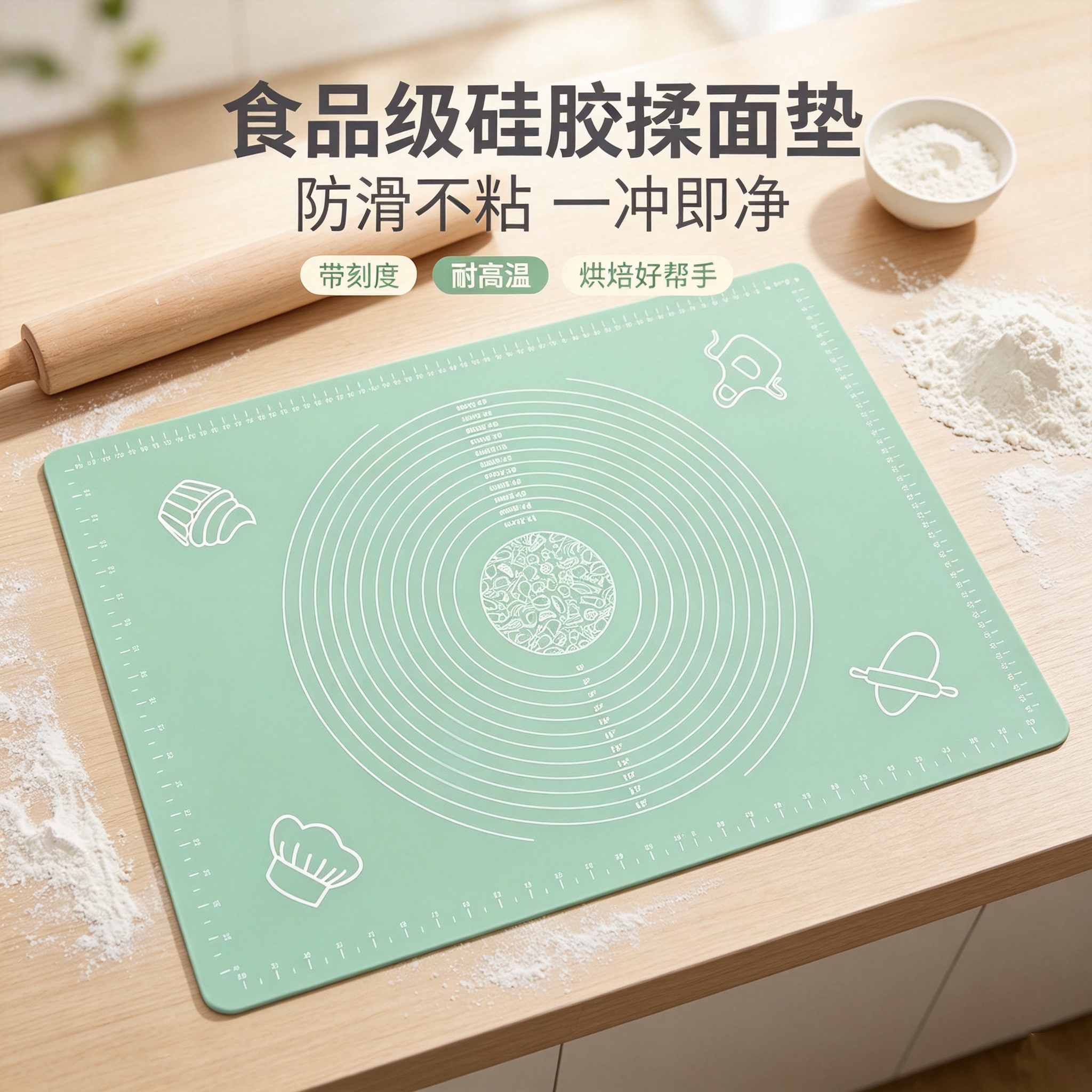 食品级硅胶加厚家用揉面垫