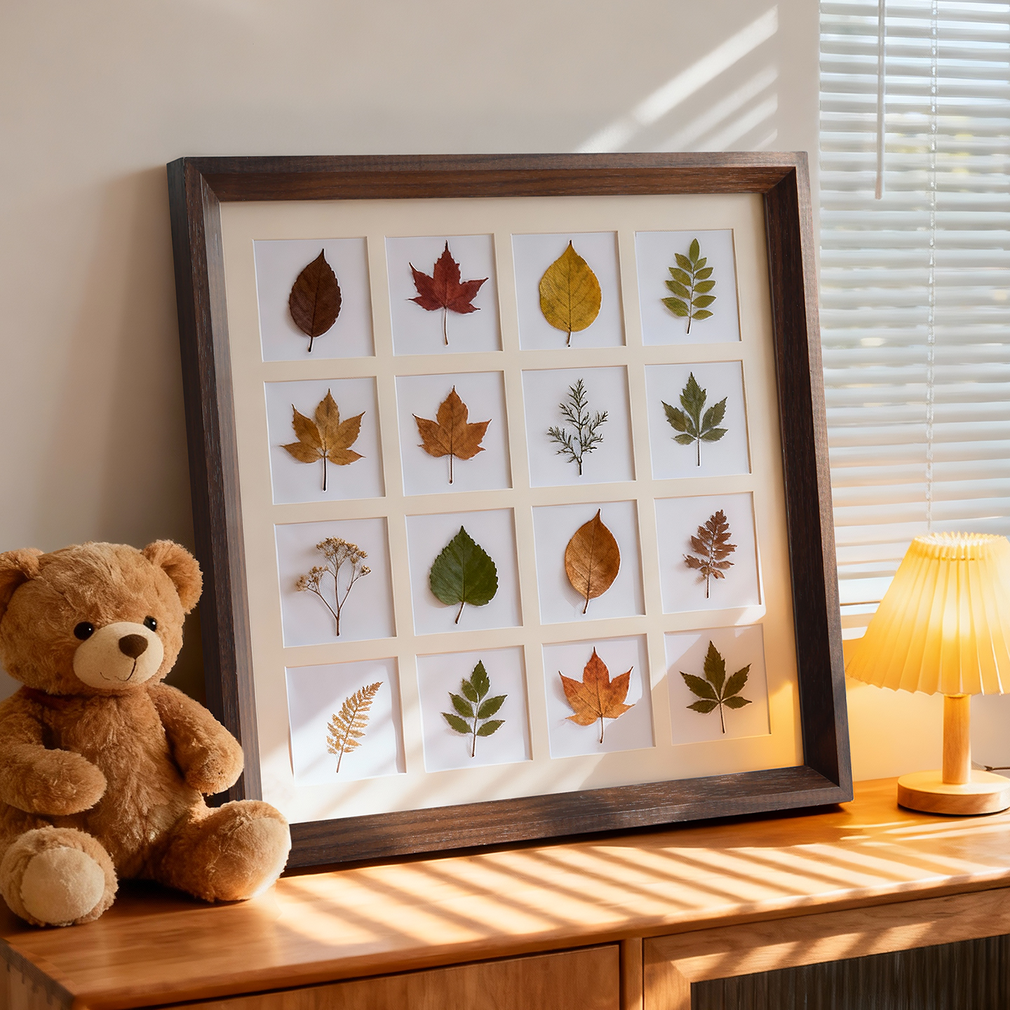 简单派实木树叶标本相框